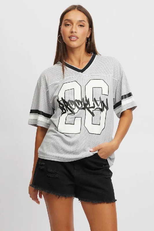 Women's Blouse with CollarGrey Sport Tee Short Sleeve