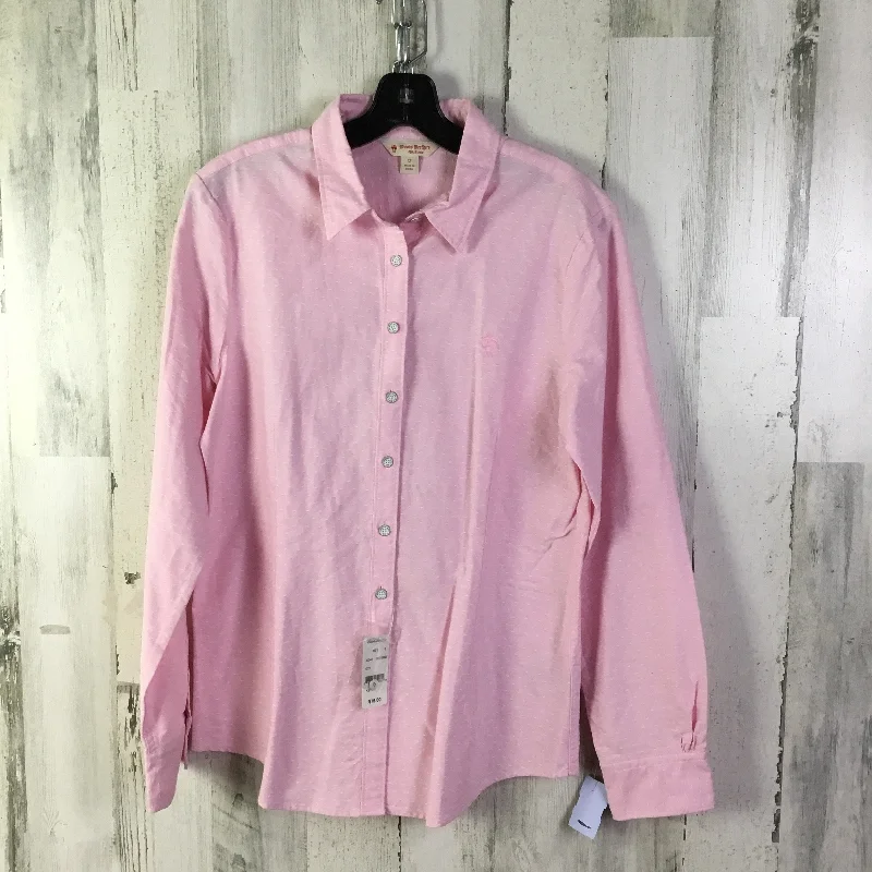 Women's Blouse with Sweetheart CollarBlouse Long Sleeve By Brooks Brothers In Pink, Size: L