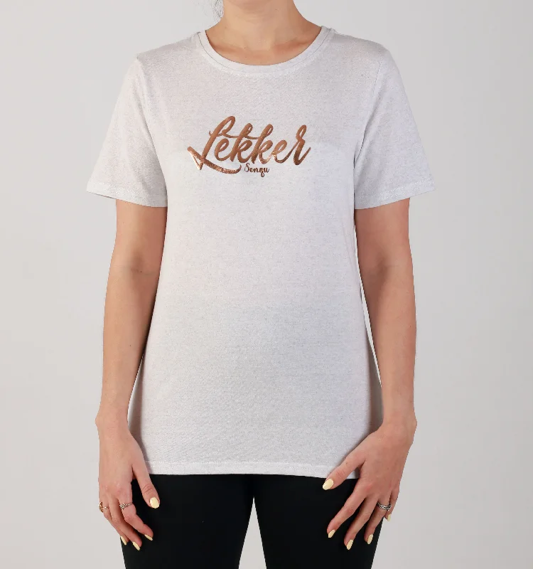 Women's Blouse with Rounded Collar"LEKKER" - TEE - ICE GREY