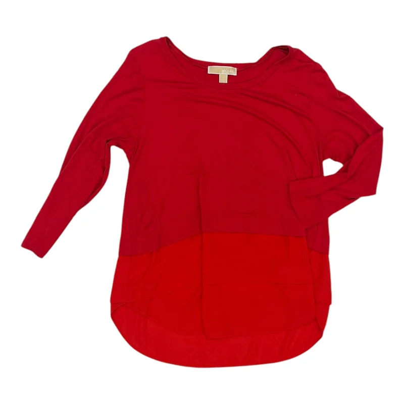 Women's Blouse with Notched CollarBlouse Designer By Michael Kors In Red, Size:L