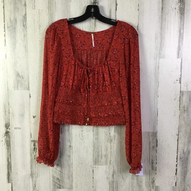 Women's Blouse with SequinsBlouse Long Sleeve By Free People In Red, Size: M