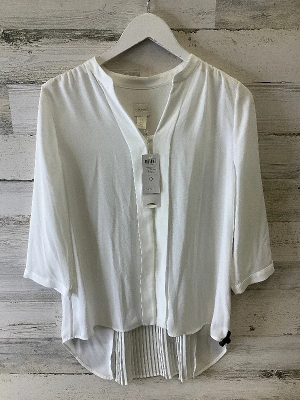 Women's Blouse with Keyhole CollarBlouse Long Sleeve By Chicos In White, Size: S