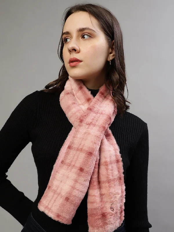 Women's Blouse with Peter Pan CollarIconic Women Pink Checked Muffler