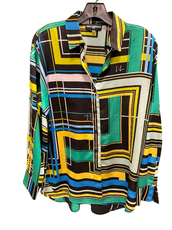 Women's Blouse with Straight HemBlouse Designer By Karl Lagerfeld In Multi-colored, Size: S