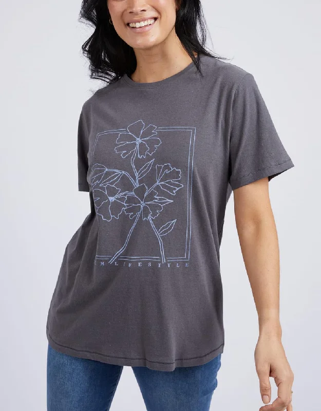 Women's Blouse with Sweetheart CollarMystic Tee - Charcoal