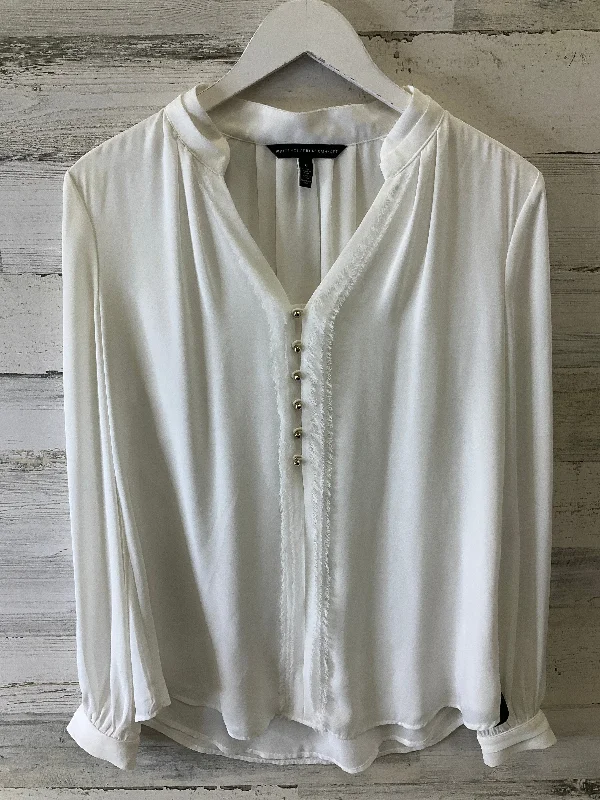 Women's Blouse with Mandarin CollarBlouse Long Sleeve By White House Black Market In White, Size: S