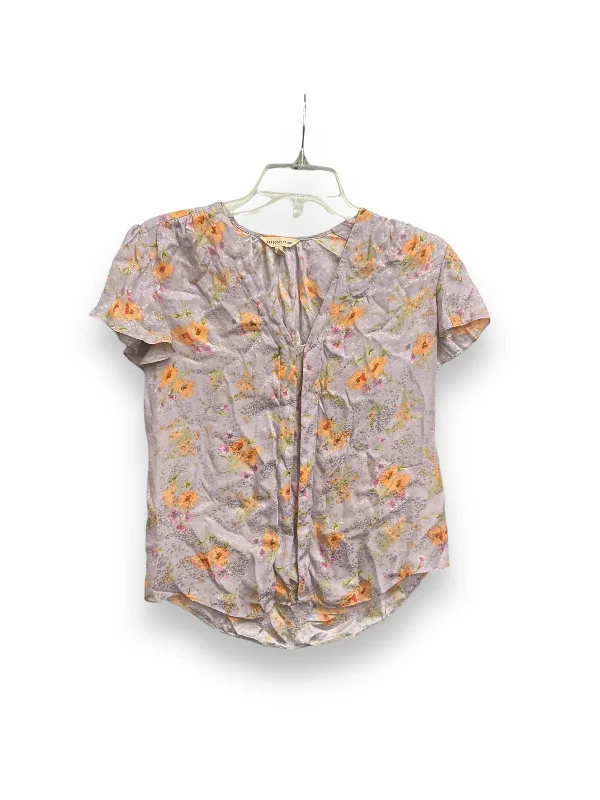 Women's Blouse with Square CollarBlouse Short Sleeve By Rebecca Taylor In Floral Print, Size: Xs