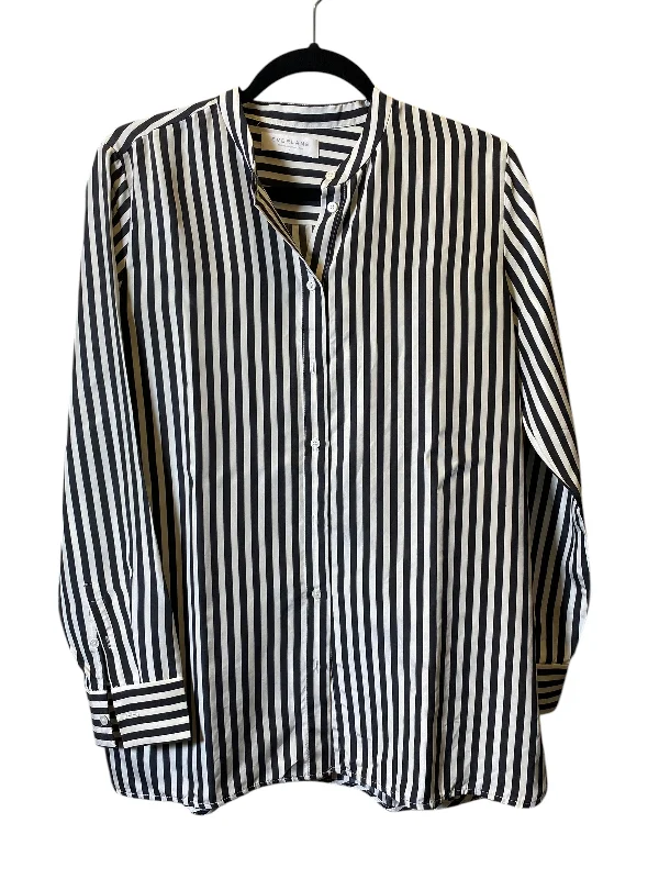 Women's Blouse with Narrow CollarBlouse Long Sleeve By Everlane In Striped Pattern, Size: S