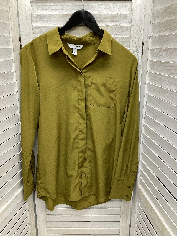 Women's Striped BlouseBlouse Long Sleeve By Nine West In Green, Size: S