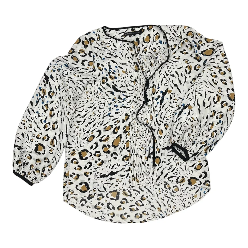 Women's Blouse with Keyhole CollarBlouse Ls By White House Black Market In Animal Print, Size:S