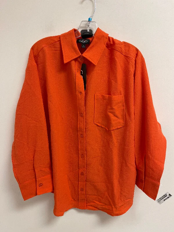 Women's Blouse with EmbroideryBlouse Long Sleeve By Gigio In Orange, Size: S