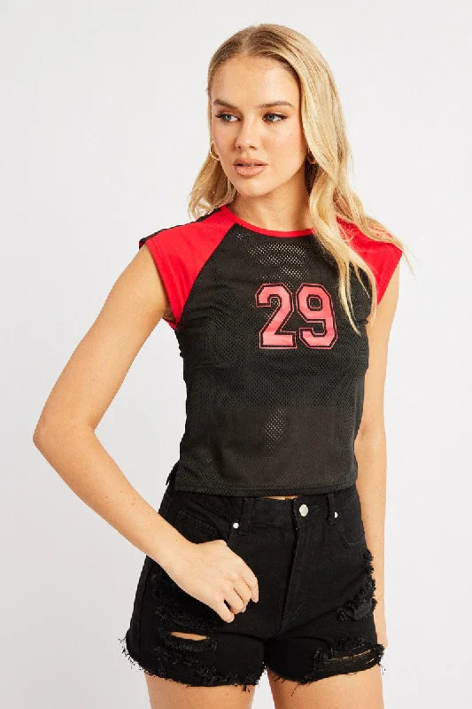 Women's Blouse with Lapel CollarBlack Sport Tee Short Sleeve Crop