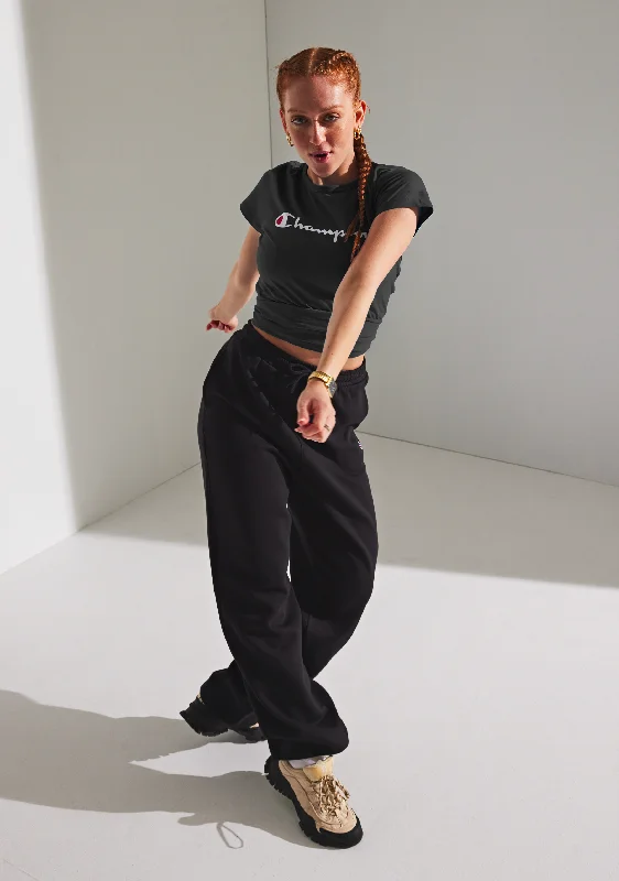 Women's Blouse with Rounded CollarChampion Womens Script Crop Boxy Tee Black <BR> CUWGN BLK