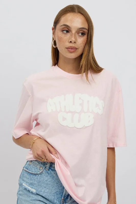 Women's Blouse with Cap SleevesPink Graphic Tee Short Sleeve