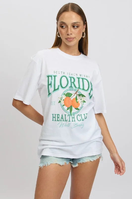 Women's Blouse with Mandarin CollarWhite Graphic Tee Short Sleeve