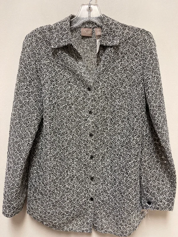 Women's Blouse with PleatsBlouse Long Sleeve By Chicos In Grey, Size: S