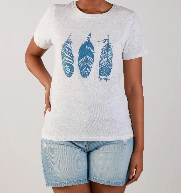 Women's Blouse with Low Collar"FEATHERS" -TEE- ICE MEL