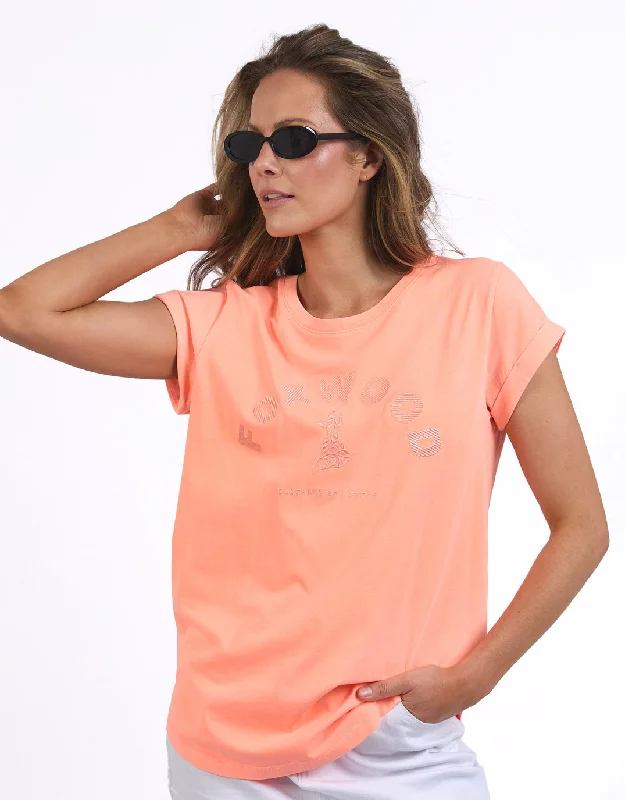 Women's Blouse with ZipperEffortless Tee - Neon Peach