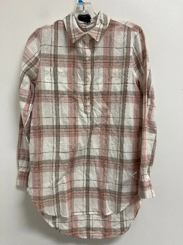 Women's Blouse with Shawl CollarBlouse Long Sleeve By Caslon In Plaid Pattern, Size: Xs