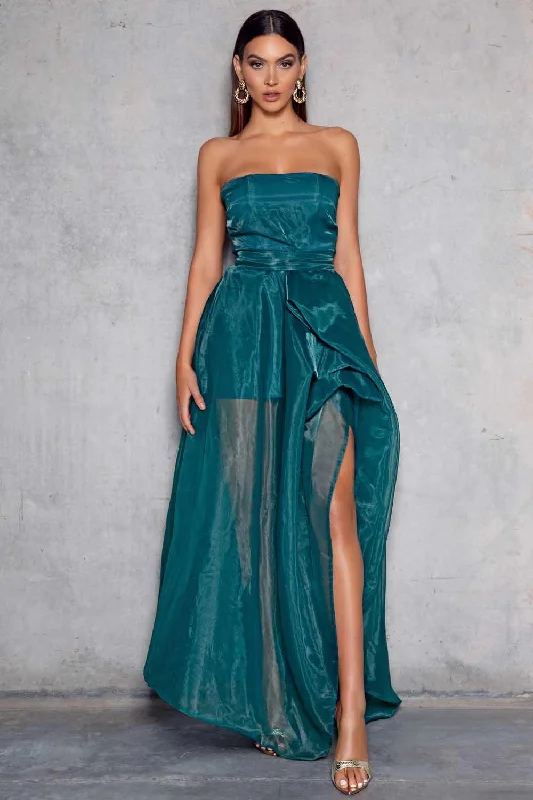 Women's Keyhole Collar DressesHazel Gown - Emerald Green