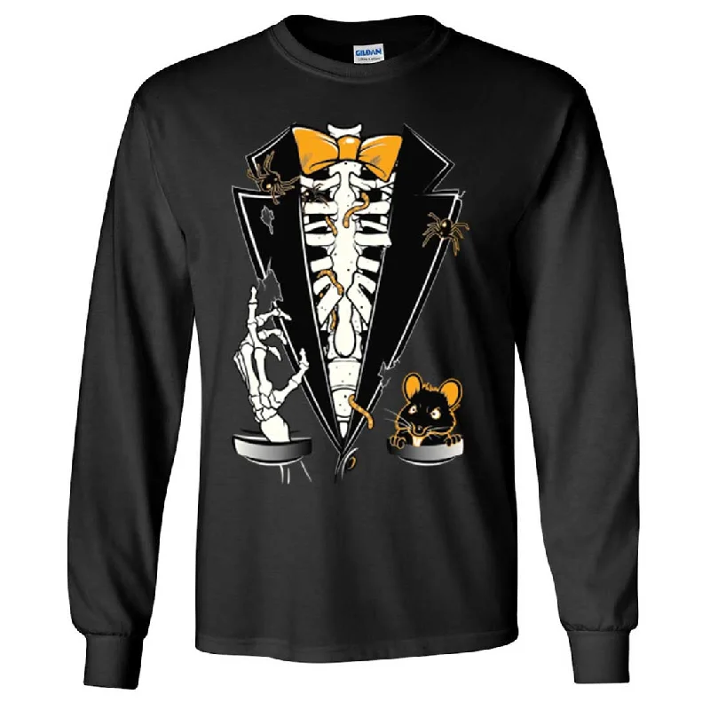 Women's Hooded Sweatshirts with Non-Stretch WaistSkeleton Ribcage Tuxedo Long Sleeve Shirt