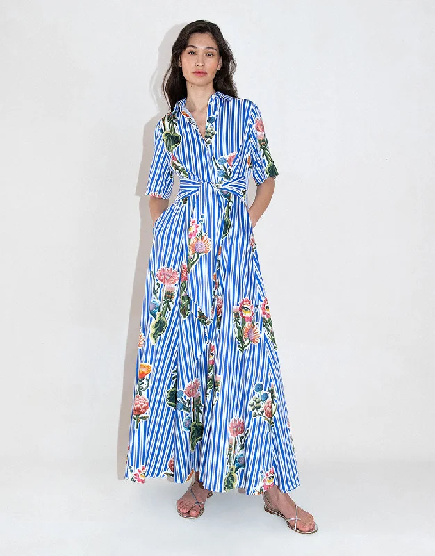 Women's Collarless DressesPosie Cotton Maxi Dress - California Garden