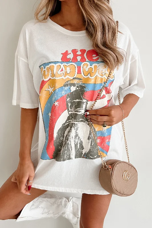 Women's Jumpsuits with Shirt Collar"The Wild West" Oversized Graphic Tee (Ivory)