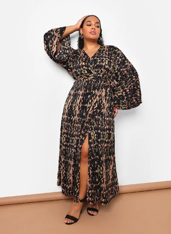 Women's Boat-Back DressesRia Abstract Print Maxi Wrap Dress