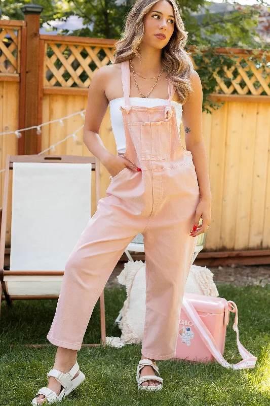 Women's Jumpsuits with ButtonsOsmond Knotted Strap Zenana Overalls (Pink)