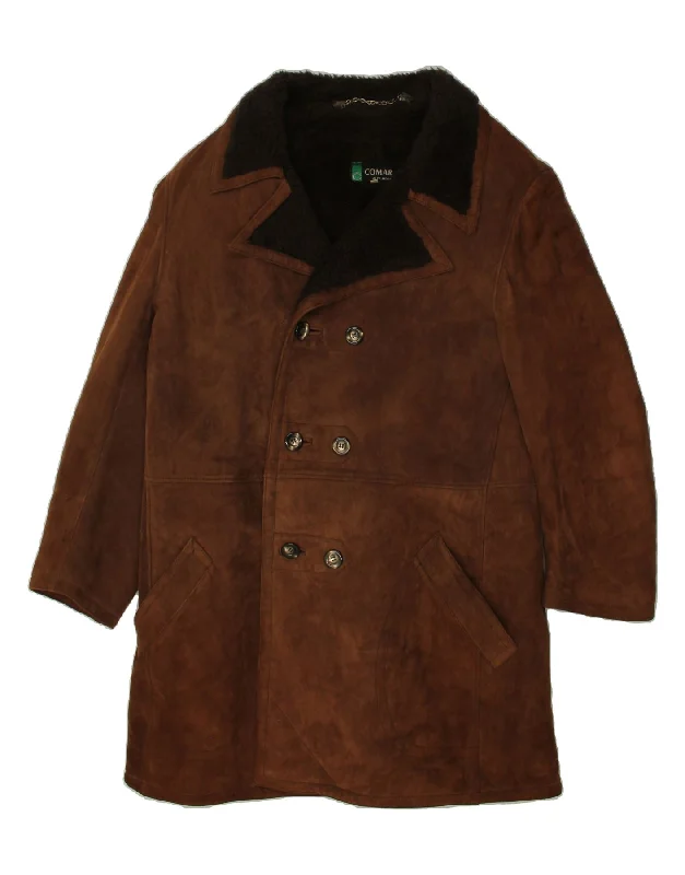 Women's Coats with Fur Trimmed ButtonsALTA MODA Womens Shearling Coat IT 54 3XL Brown