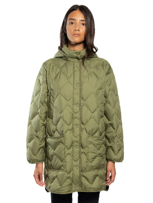 Women's Quilted CoatsMantella con Trapuntatura a Diamante Verde Loden