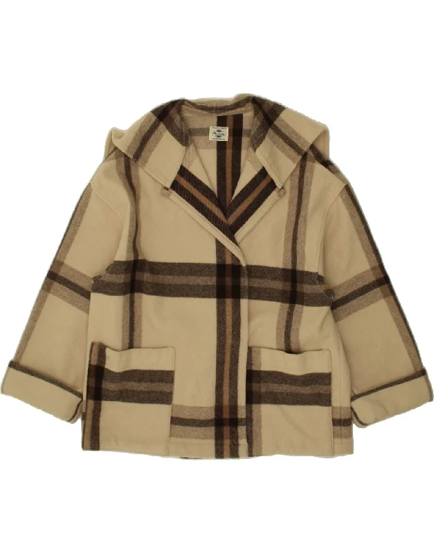 Women's Coats with BeltVINTAGE Womens Overcoat UK 18 XL Beige Check