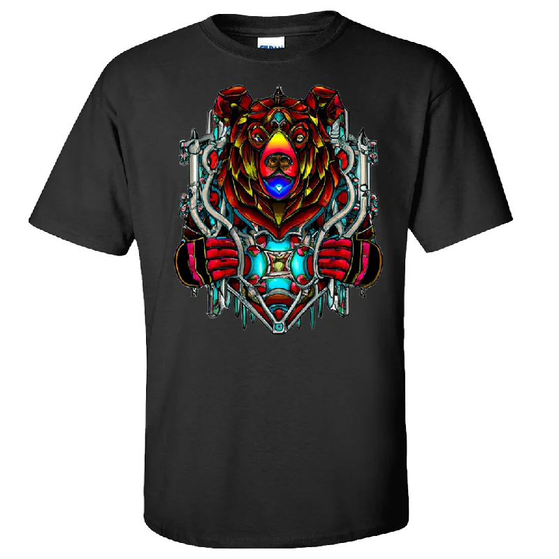 Women's Hooded Sweatshirts with Cotton LiningStained Glass Gothic Cyborg Bear Asst Colors T-shirt/tee