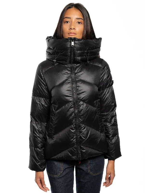 Women's Parka CoatsPiumino Collo Alto Helsinkin Lucido Nero