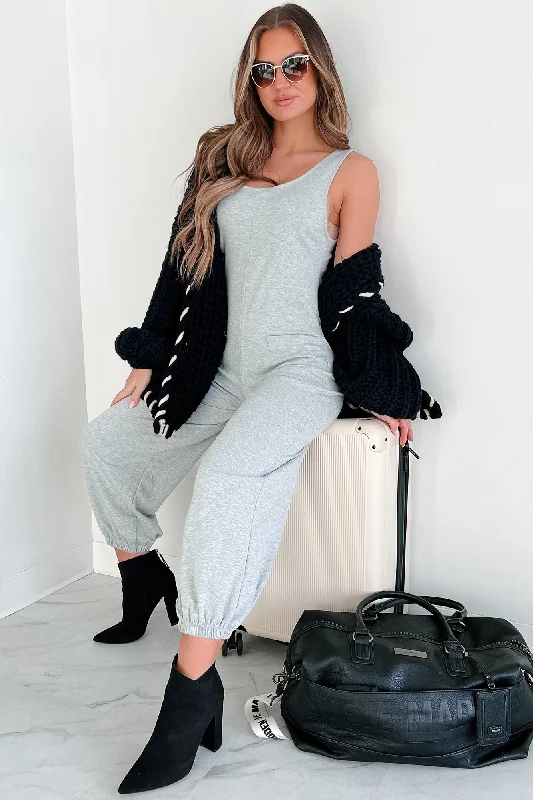 Women's Jumpsuits with Collarless DesignWe Grew Apart Sleeveless Scoop Neck Jumpsuit (Heather Grey)