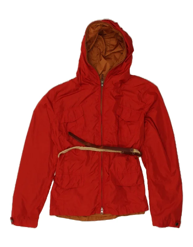 Women's Bomber CoatsHENRY COTTONS Womens Hooded Utility Jacket IT 46 Large Red Polyamide