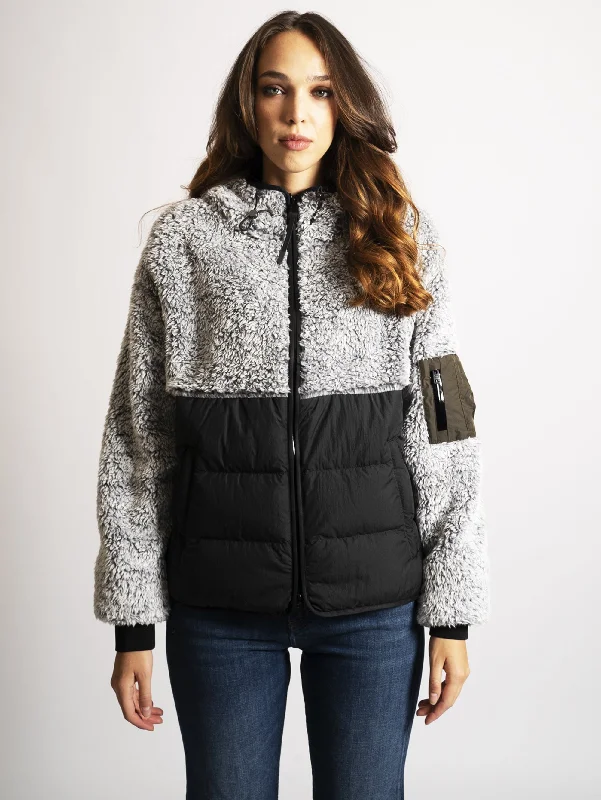 Women's Zip-Up CoatsFelpa con Cappuccio Grigio/Nero