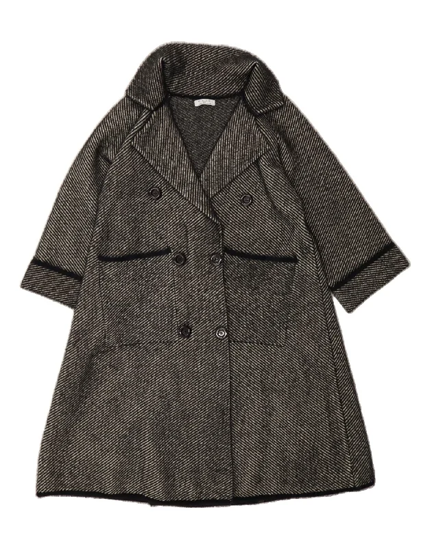 Women's Coats with Fur Trimmed CollarD.E.C.K. BY DECOLLAGE Womens Overcoat UK 14 Medium Grey Striped Polyamide