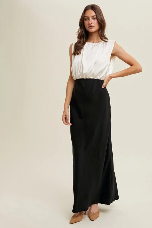 Women's Bell-Sleeve DressesCream And Black Maxi Dress