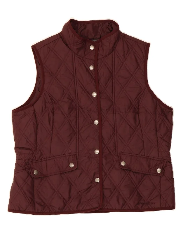 Women's Coats with BeltEDDIE BAUER Womens Quilted Gilet UK 16 Large Brown Polyester