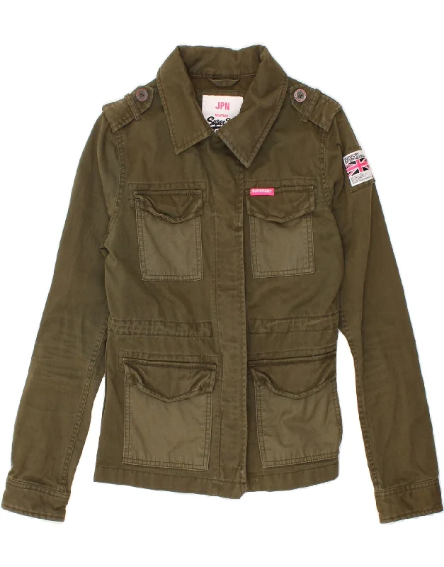 Women's Duffle CoatsSUPERDRY Womens Military Jacket UK 6 XS Khaki Cotton