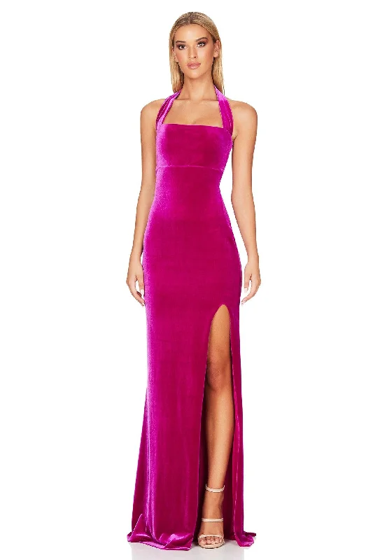 Women's Lapel Collar DressesNookie Vera Velvet Gown - Fuchsia