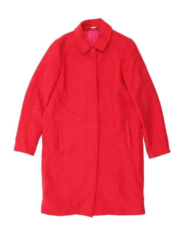 Women's Button-Up CoatsJIGSAW Womens Overcoat UK 12 Medium Red Wool