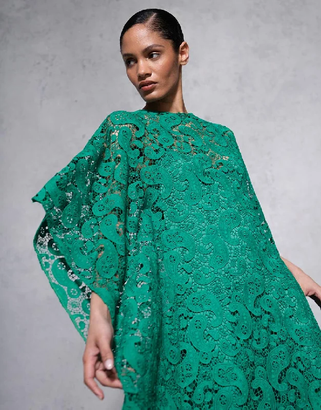 Women's V-Shaped-Neck DressesEloise Lace Maxi Dress - Emerald Paisley