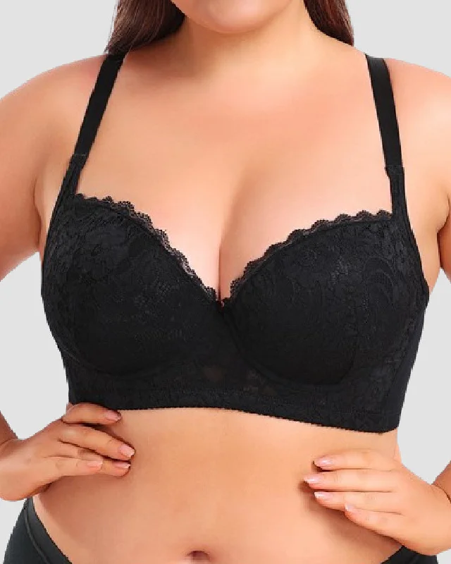 plus-size high-slit pantiesDamen Sexy Spitzen Einstellbarer Dünner Push-Up BH In Übergröße