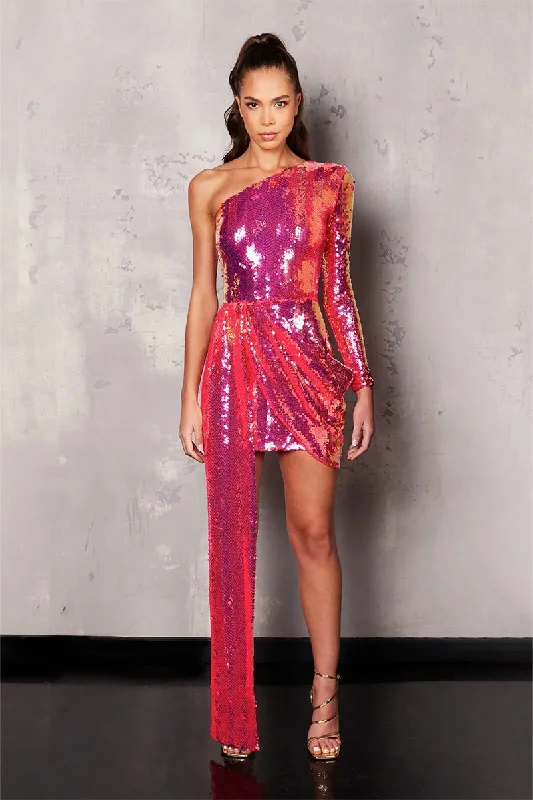 Women's Midi DressesSparkling Spotlight One-Shoulder Sequin Mini Dress