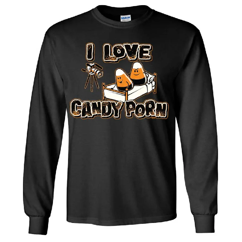 Women's Hooded Sweatshirts with Fitted WaistI Love Candy Porn Long Sleeve Shirt