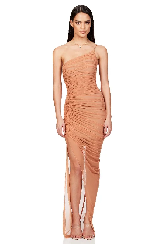 Women's Mandarin-Neck DressesNookie Mecca Gown - Tan