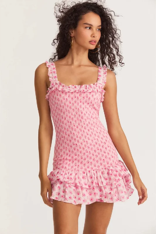 Women's Boat-Neck DressesBlissful Pink Smocked Mini Dress