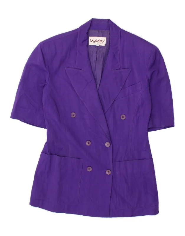 Women's Coats with Fur Trimmed CollarBYBLOS Womens Double Breasted Blazer Jacket IT 42 Medium Purple